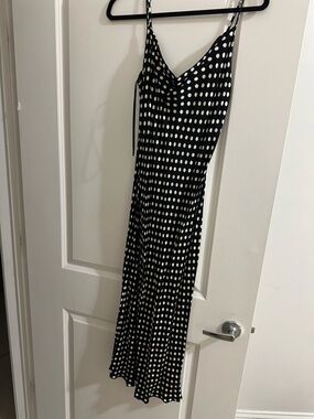 Zara Black and White Polka Dot Slip Dress - Womens